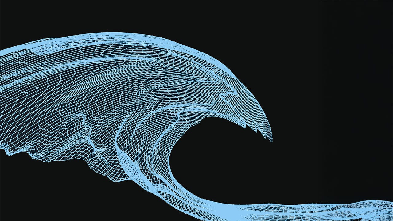 Abstract line grid of a wave