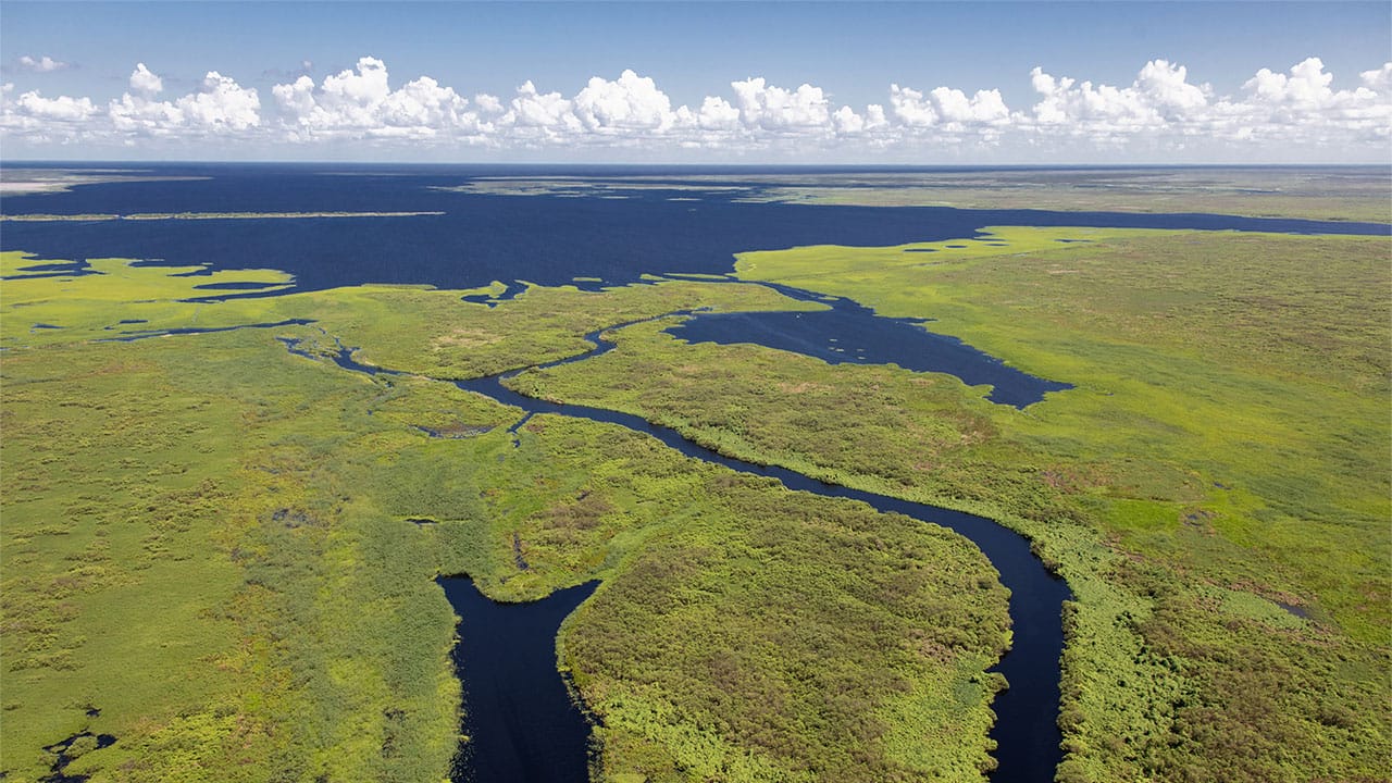 Aerial view of Lake Okeechobee in Florida