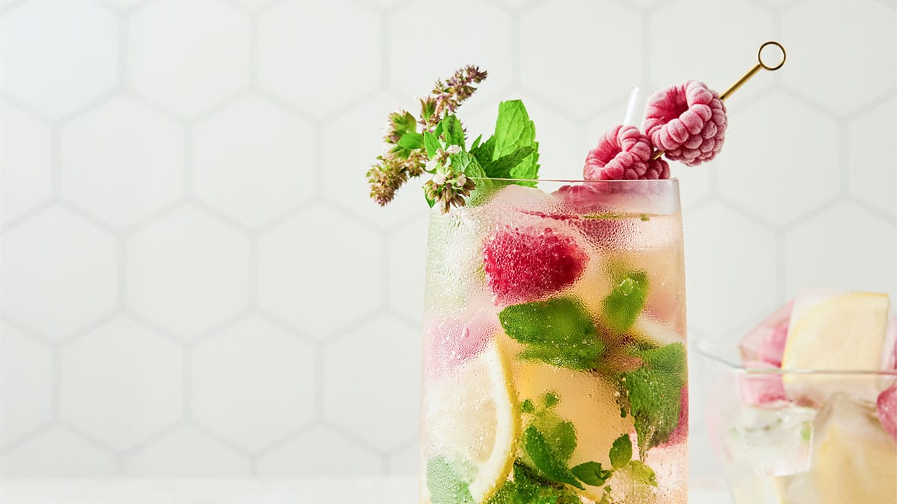 Raspberries Mojito in a glass