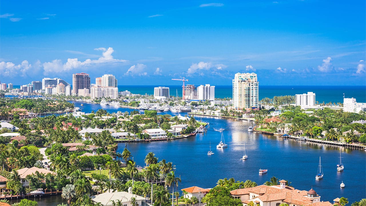 Fort Lauderdale, Florida, USA skyline over Barrier Island