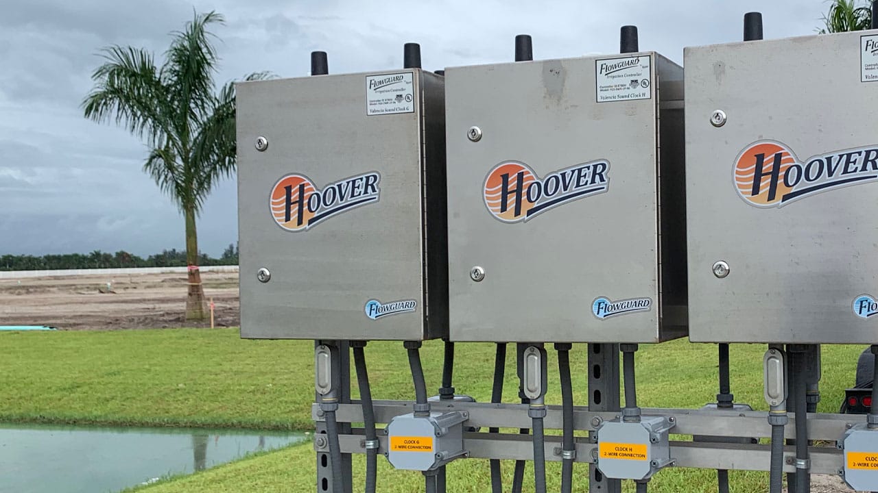 Close up on Hoover logo on the pump station