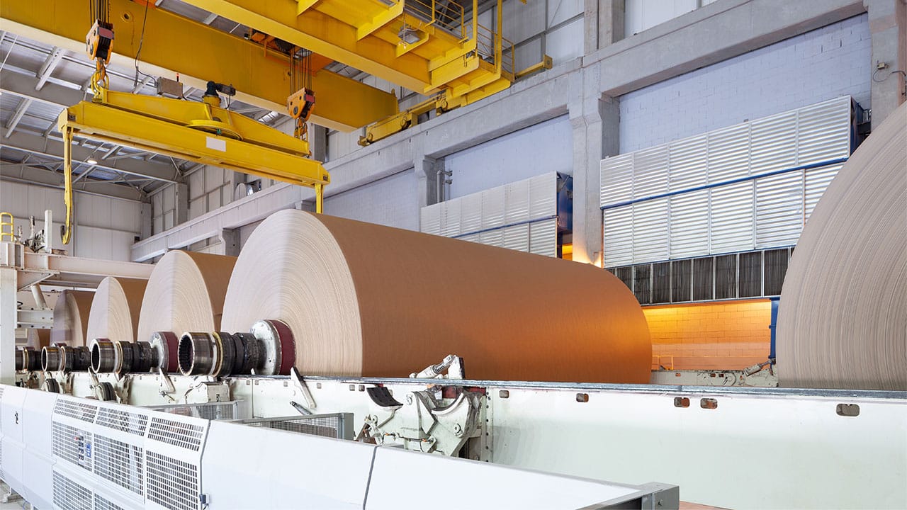 Machinery at work in a paper factory