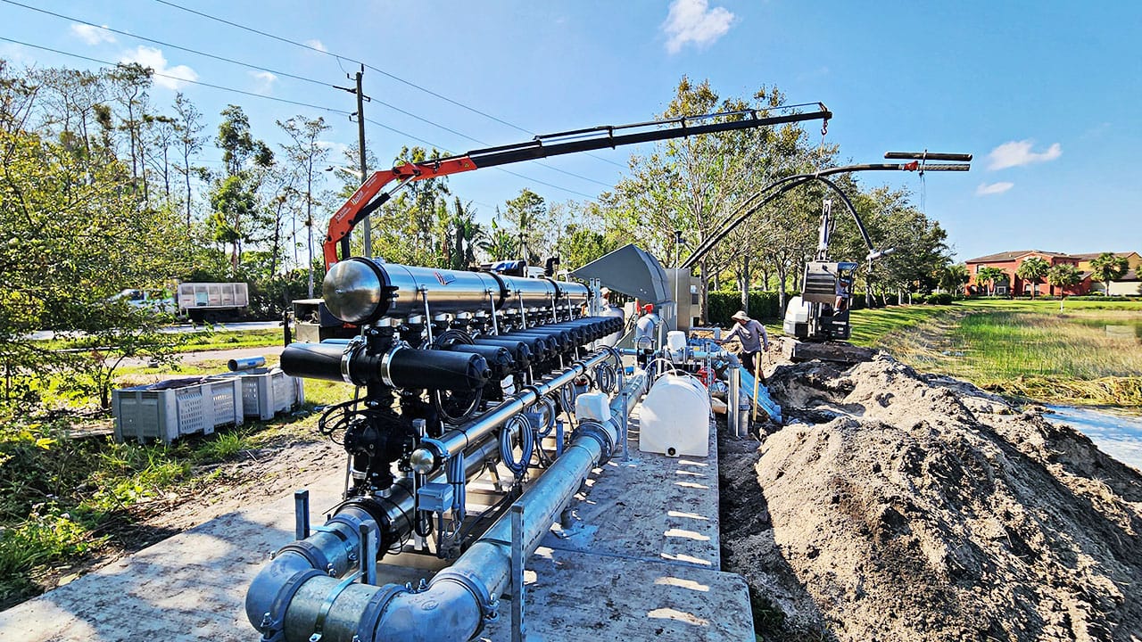 The Hoover team installing pipework and pump station at Paseo focusing on the pump filters