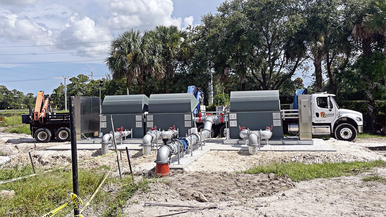 New pump installation at WestLake with Hoover truck parked up