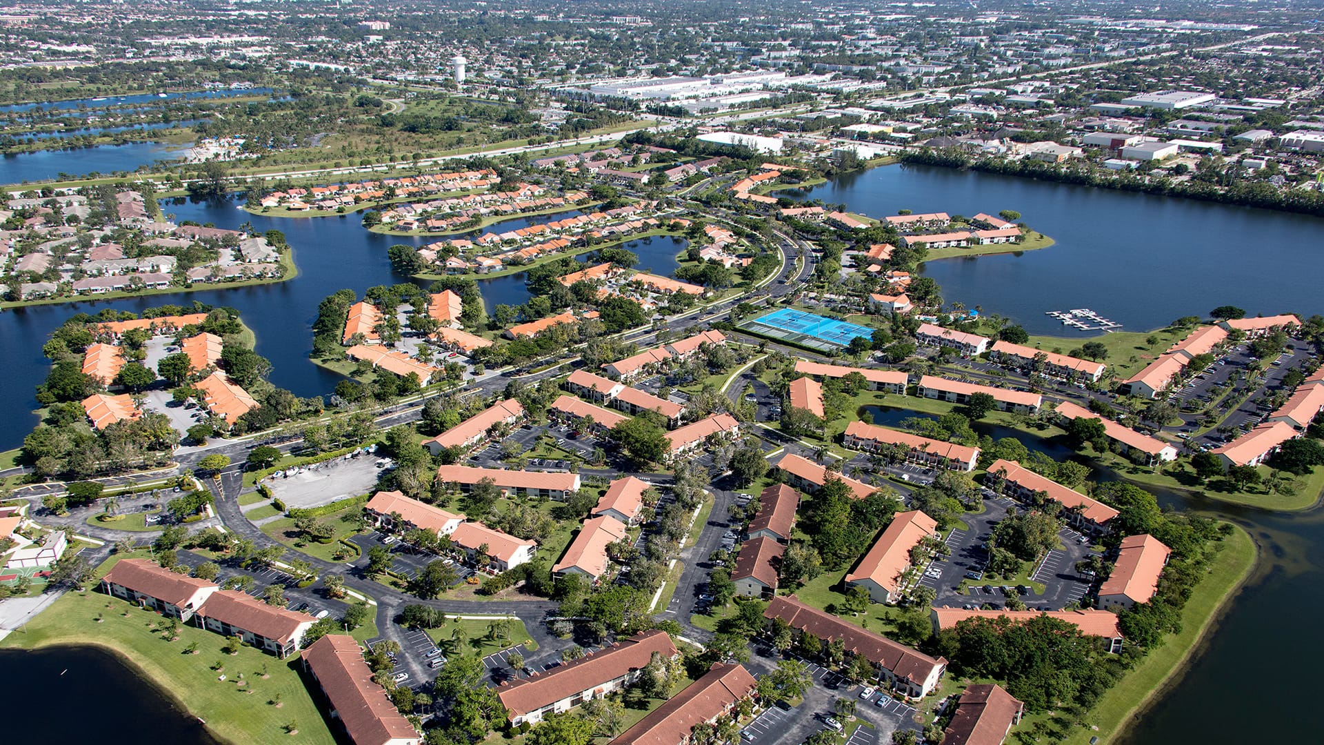Aerial photo of a gated community