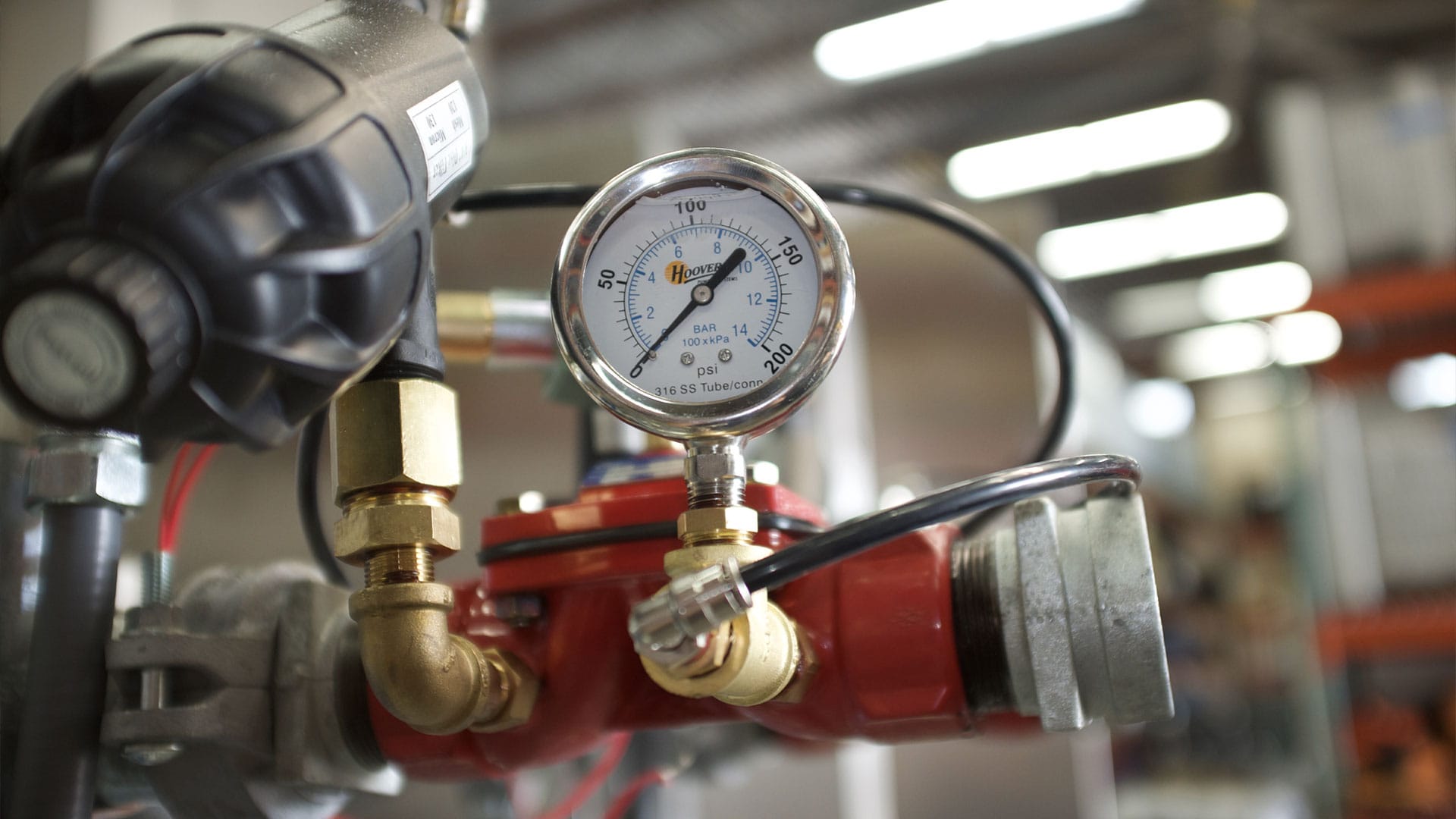 Close up of a Hoover pump station valve