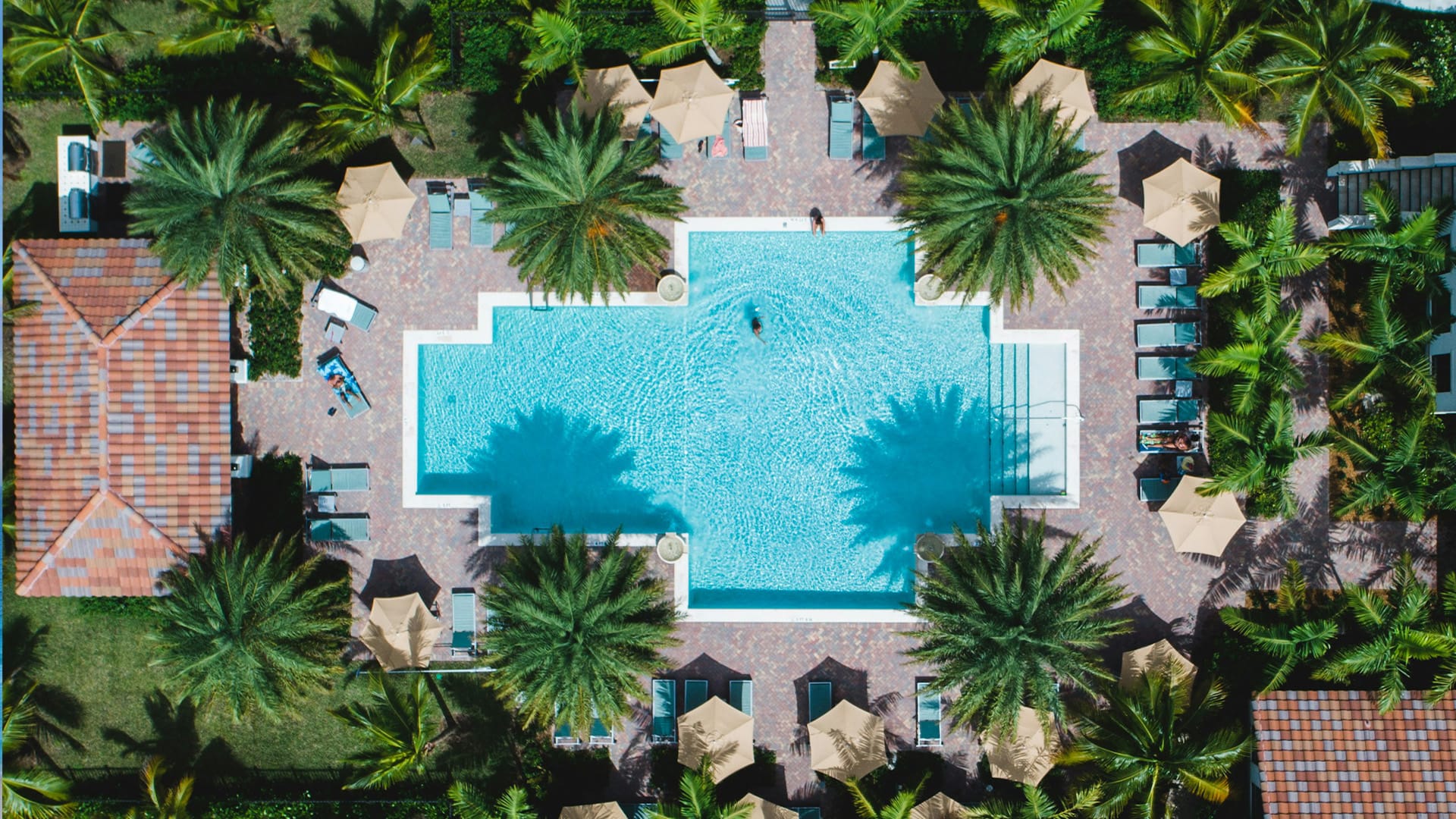 Drone photo of swimming pool