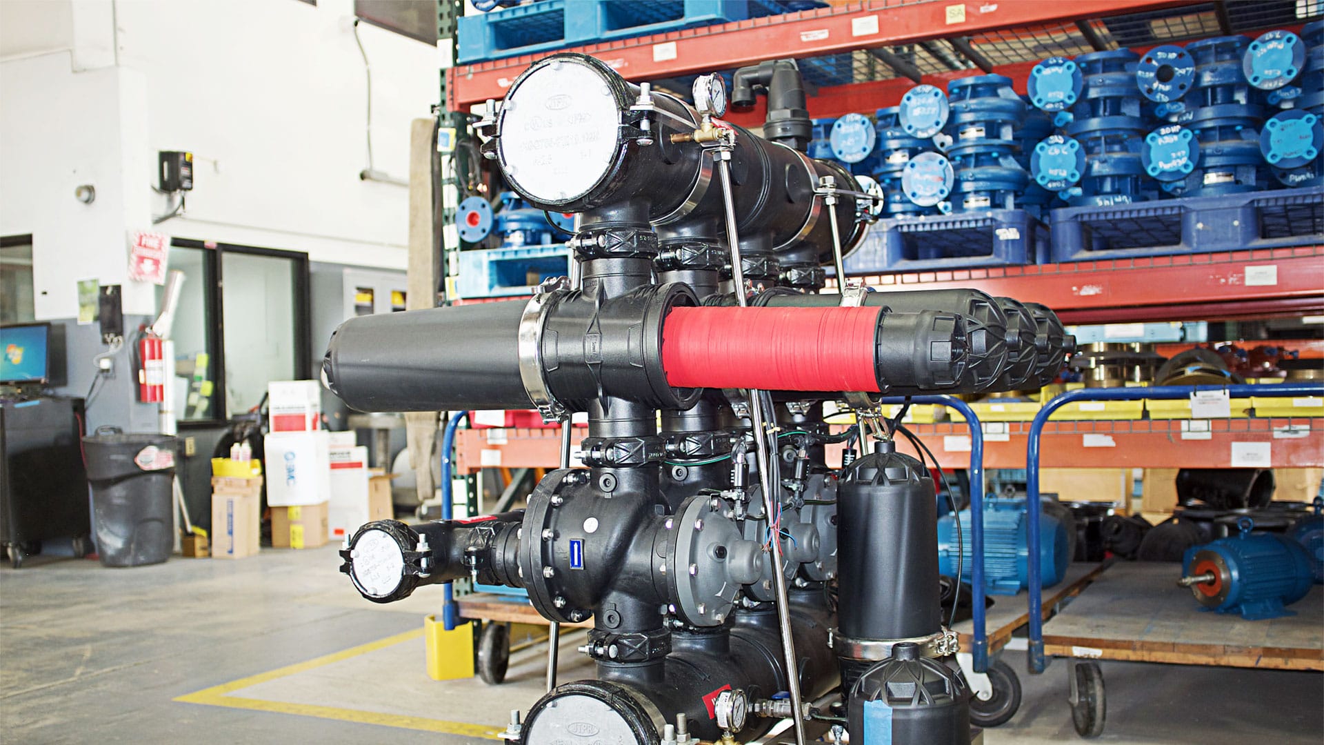 View of pump filters in the Hoover warehouse