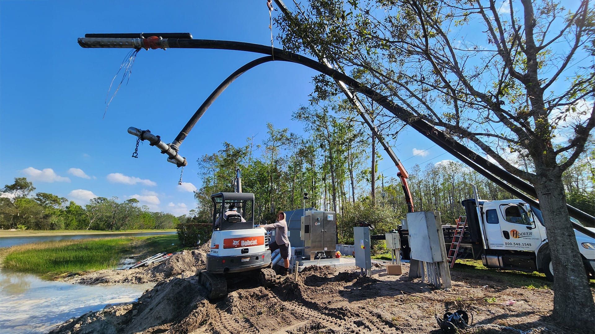 The Hoover team installing pipework and pump station at Paseo