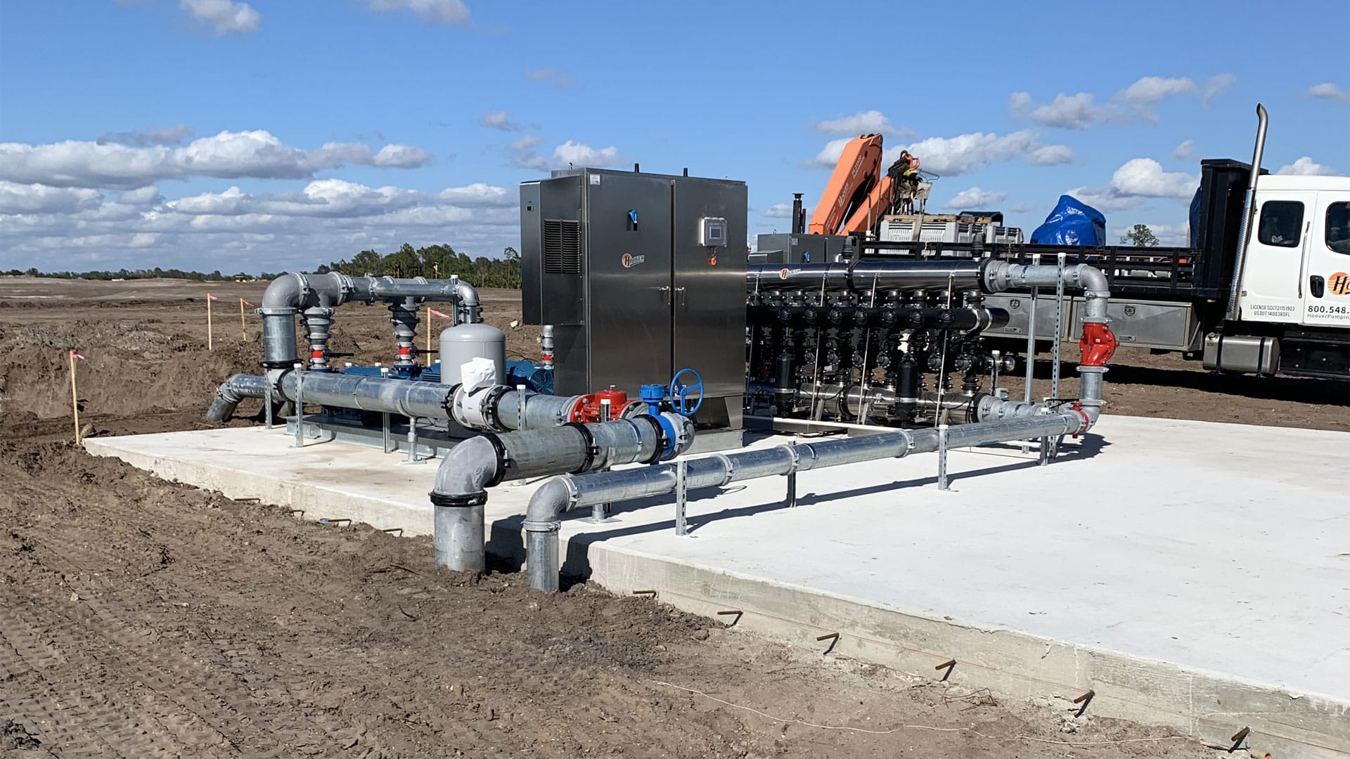 Hoover team installing a new irrigation pump station