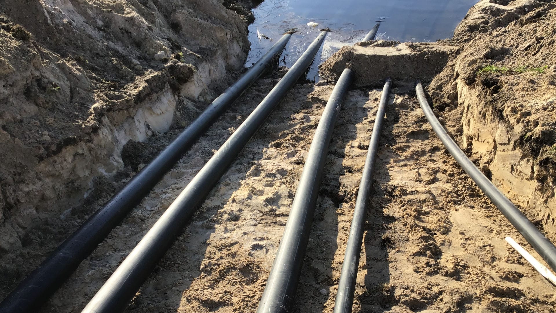 Pipelines going into the water at Riverstone