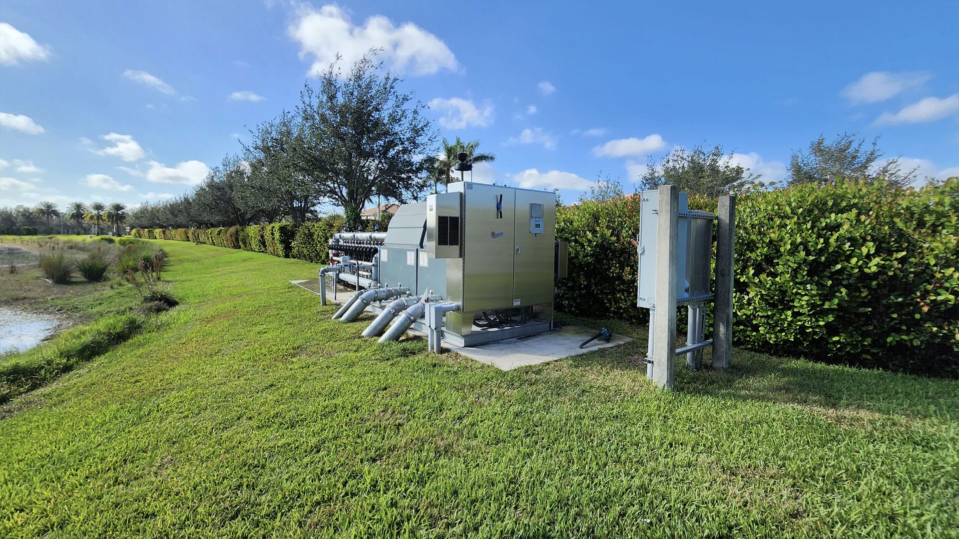 Complete pump station looking over water