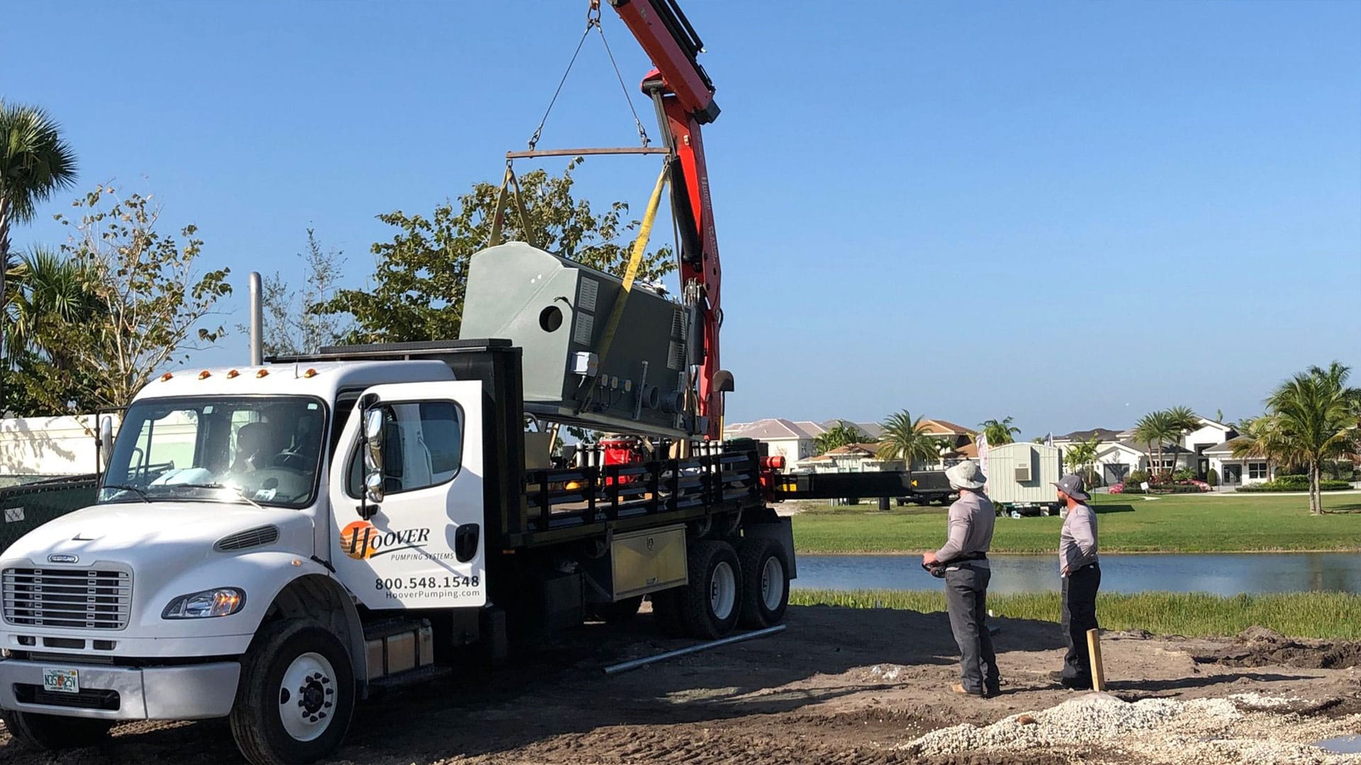 Unloading pump station from Hoover truck