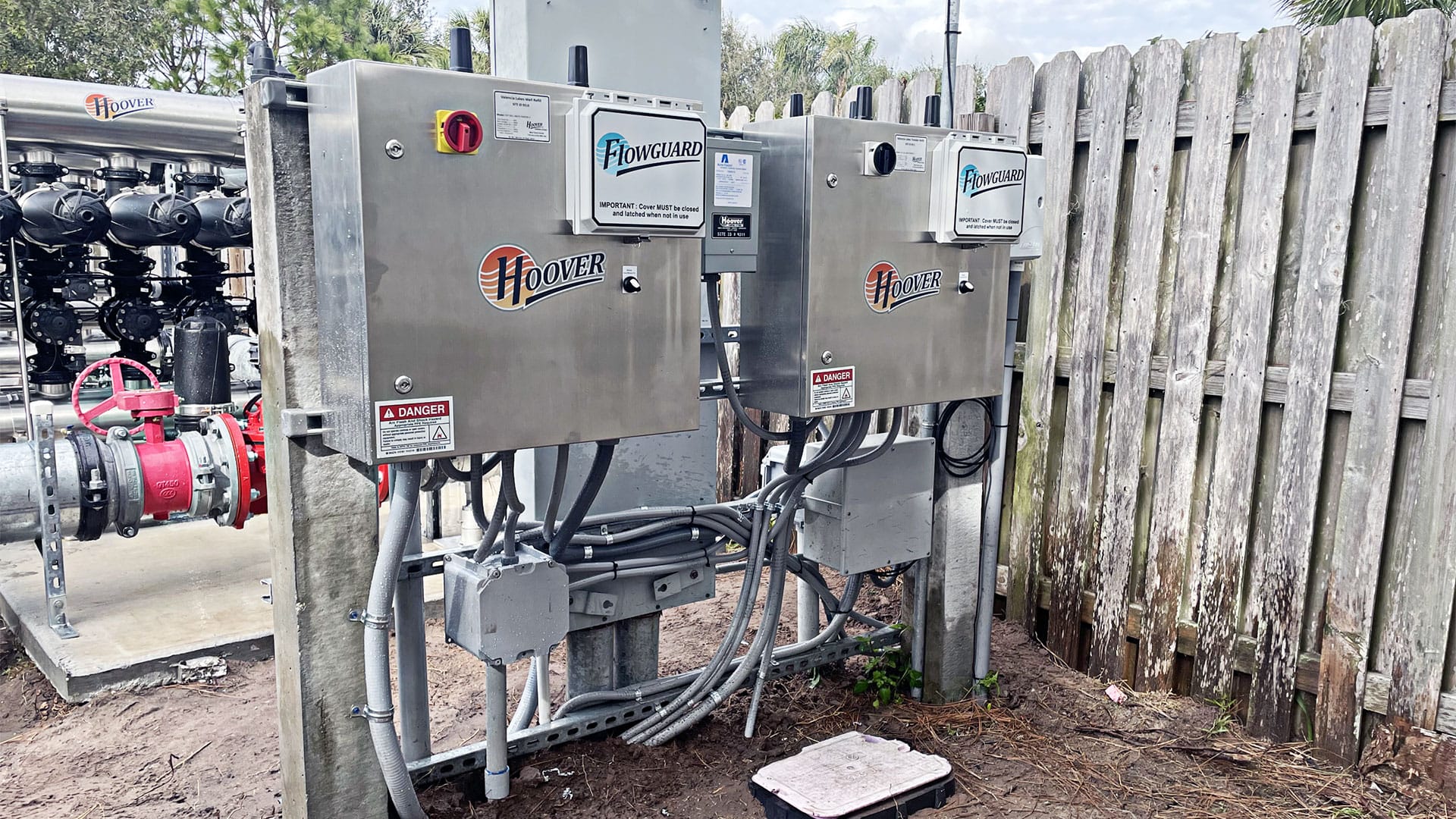 Close up on the Hoover pump station control boxes