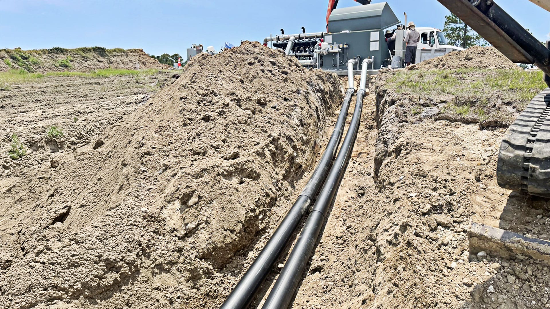 Pipe going into the ground during the Wellen Park pump installation