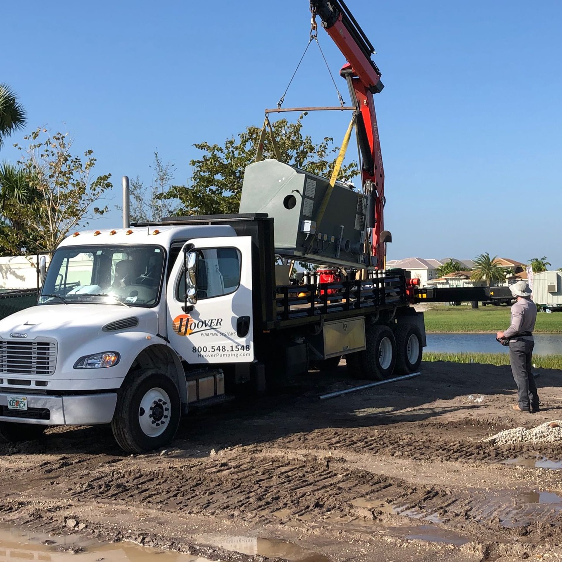 Unloading pump station from the Hoover truck