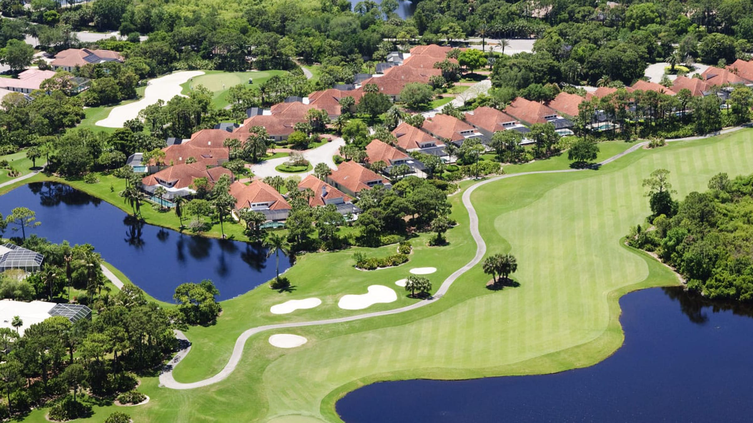 Golf course next to a housing estate