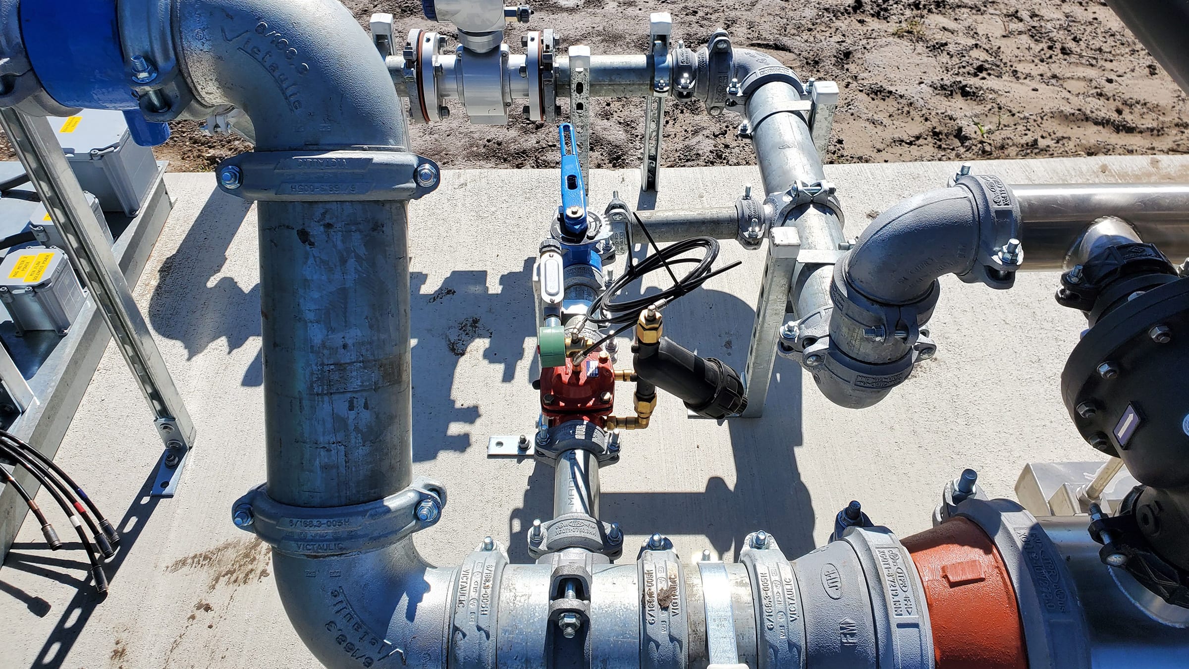 Close up of pipes on a Hoover pump station