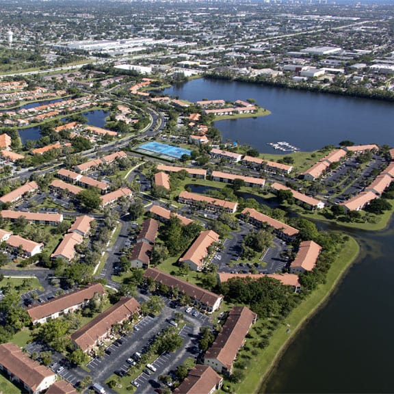 Aerial photo of a gated community