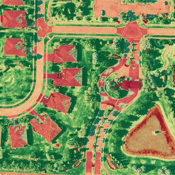 Heat map of plant health on a housing estate