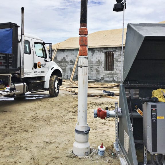 Pump installation next to a Hoover truck