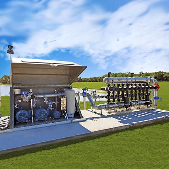 Front view of a Hoover pump station