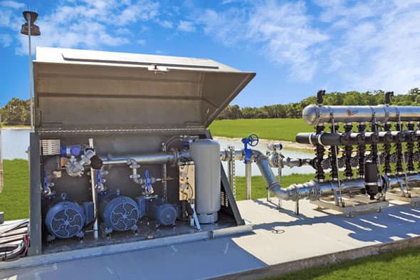 A Hoover Irrigation Pump Station showing the pumps and filters