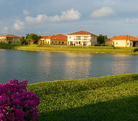 Housing community with a water supply